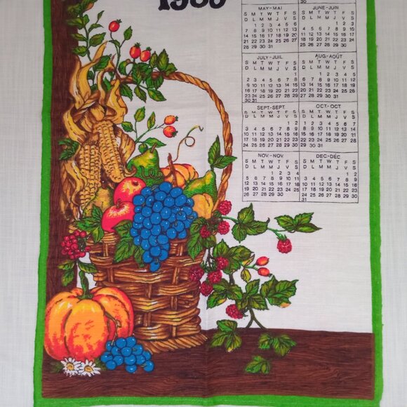 Vintage 1989 Linen Tea Towel Calendar Fall Autumn Cottage Granny Core Decor - Picture 4 of 4